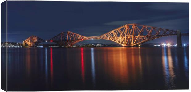 Forth Bridge at night  Canvas Print by Anthony McGeever