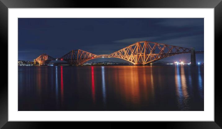 Forth Bridge at night  Framed Mounted Print by Anthony McGeever