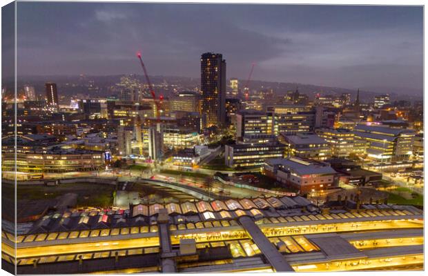 Sheffield City At Night Canvas Print by Apollo Aerial Photography