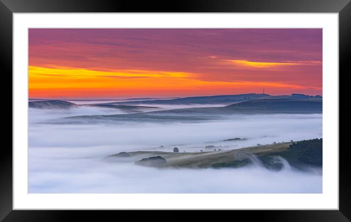 Dawn over Fog. Peak District Framed Mounted Print by John Finney