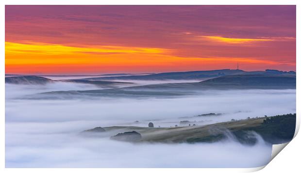 Dawn over Fog. Peak District Print by John Finney