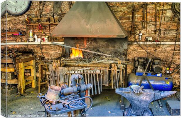 The Fiery Furnace of Blacksmiths Forge Canvas Print by Roger Mechan