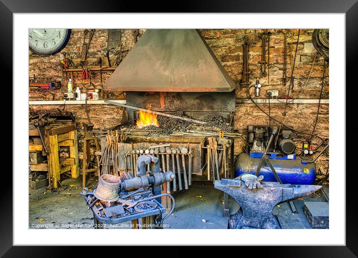 The Fiery Furnace of Blacksmiths Forge Framed Mounted Print by Roger Mechan