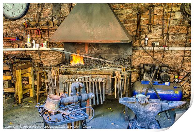 The Fiery Furnace of Blacksmiths Forge Print by Roger Mechan