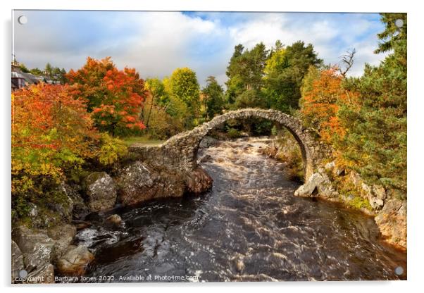 Carrbridge Packhorse Bridge Cairngorms NP Scotland Acrylic by Barbara Jones