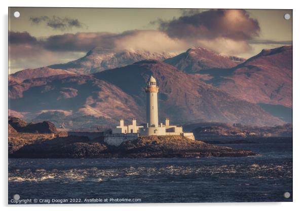 Lismore Lighthouse - Firth of Lorne Acrylic by Craig Doogan