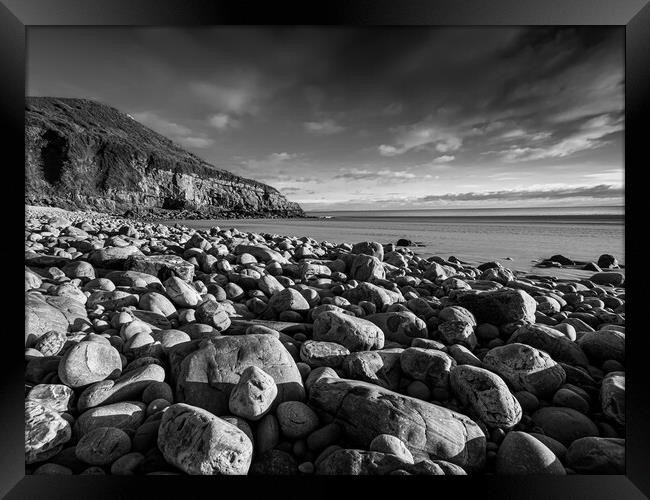  Rocks and Pebbles at Morfa Bychan Beach, Pendine, Framed Print by Colin Allen