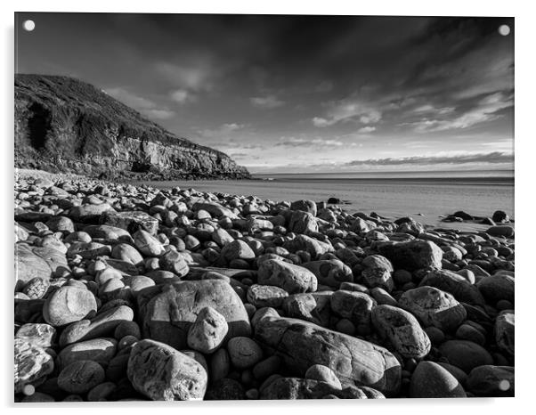  Rocks and Pebbles at Morfa Bychan Beach, Pendine, Acrylic by Colin Allen