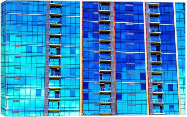 Blue Building Abstract Downtown Honolulu Hawaii Canvas Print by William Perry