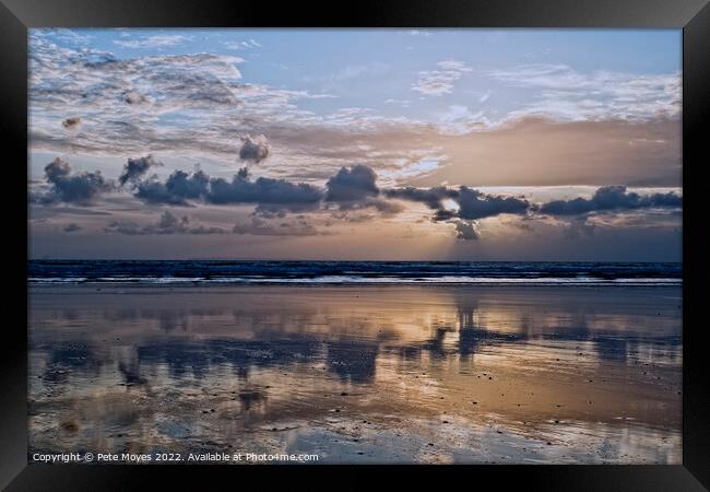 Dancing Clouds at dusk Framed Print by Pete Moyes
