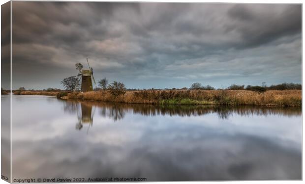 Early Morning Reflections On The Norfolk Broads Canvas Print by David Powley