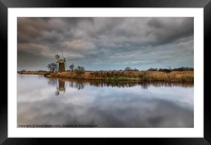 Early Morning Reflections On The Norfolk Broads Framed Mounted Print by David Powley