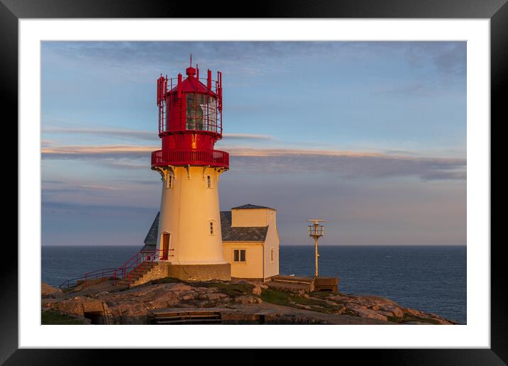 sunset at Lindesnes Lighthouse Framed Mounted Print by Thomas Schaeffer