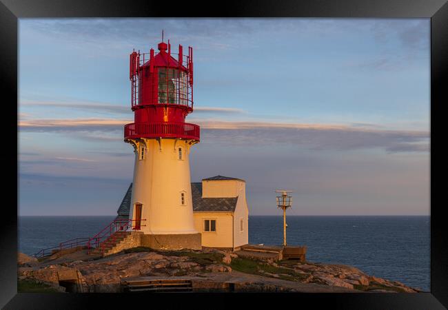 sunset at Lindesnes Lighthouse Framed Print by Thomas Schaeffer