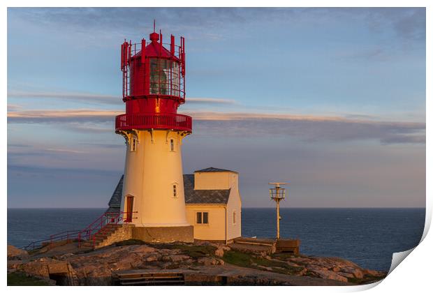 sunset at Lindesnes Lighthouse Print by Thomas Schaeffer