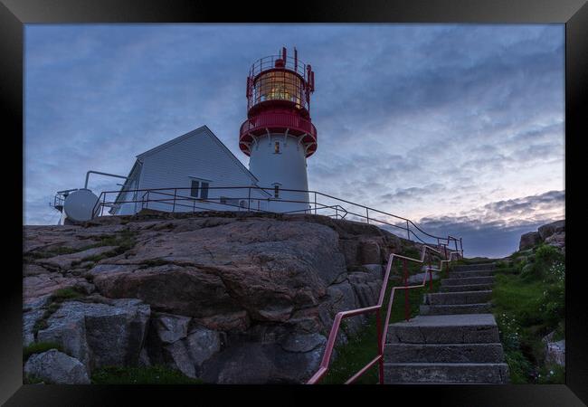 Sunset at Lindesnes Lighthouse Framed Print by Thomas Schaeffer