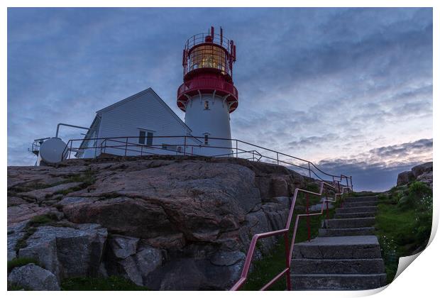 Sunset at Lindesnes Lighthouse Print by Thomas Schaeffer