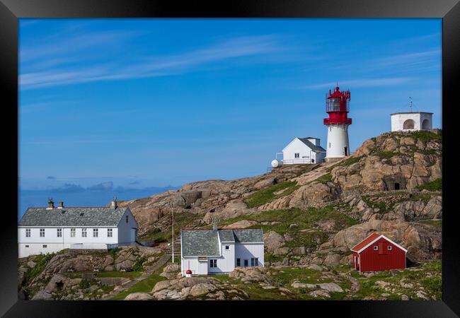 Lindesnes Lighthouse in the morning Framed Print by Thomas Schaeffer