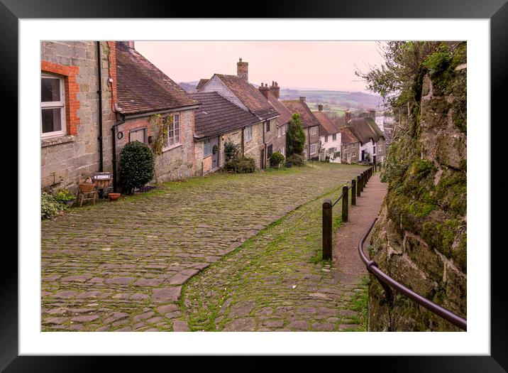 Gold Hill in Shaftesbury Framed Mounted Print by Leighton Collins