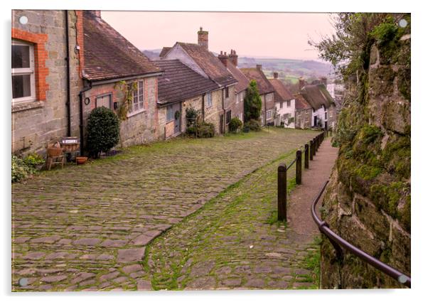 Gold Hill in Shaftesbury Acrylic by Leighton Collins