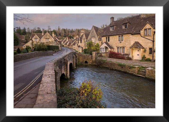 Castle Combe village Framed Mounted Print by Leighton Collins