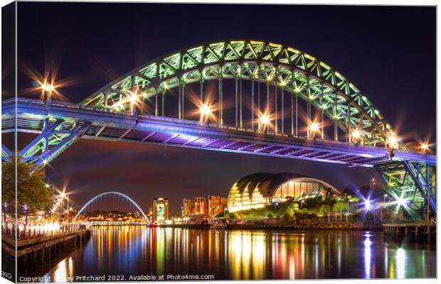 Sparkling Tyne Bridge: Newcastle's Night Jewel Canvas Print by Ray Pritchard
