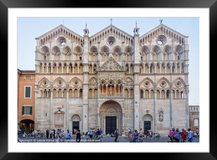West front of the Cathedral - Ferrara Framed Mounted Print by Laszlo Konya