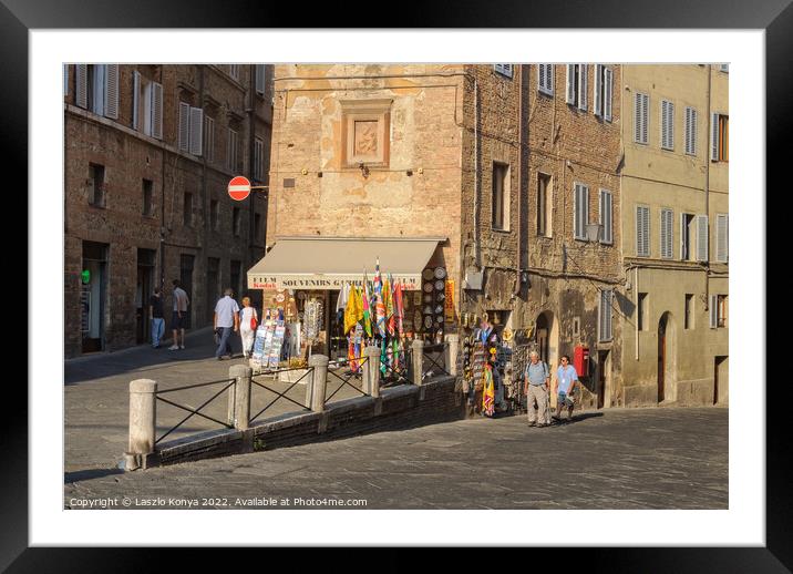 Via della Sapienza - Siena Framed Mounted Print by Laszlo Konya