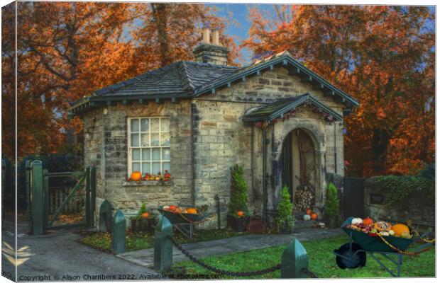 Autumn at Octagon Lodge Wentworth  Canvas Print by Alison Chambers