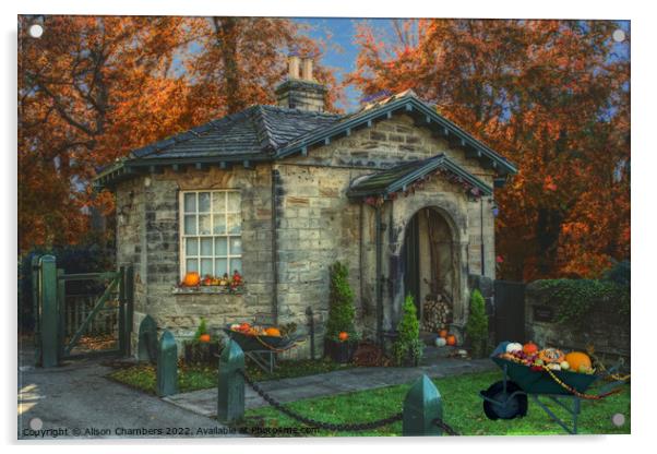 Autumn at Octagon Lodge Wentworth  Acrylic by Alison Chambers
