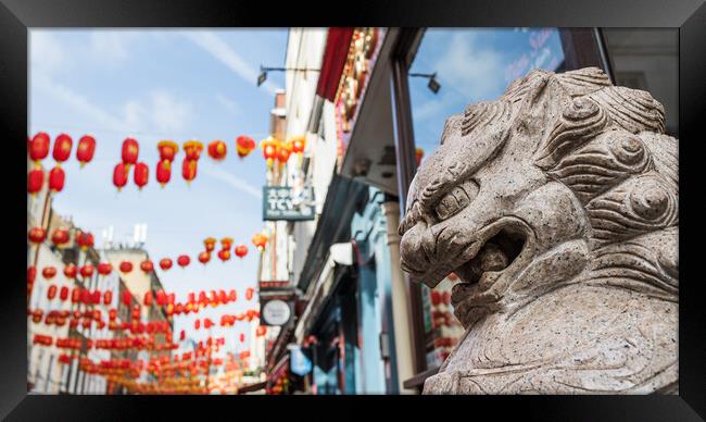 Lion in London Chinatown Framed Print by Jason Wells