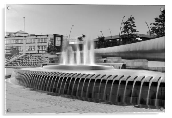 Sheffield Station Fountains Acrylic by Apollo Aerial Photography