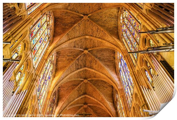 Cross vaults of the cathedral of León Print by Jordi Carrio