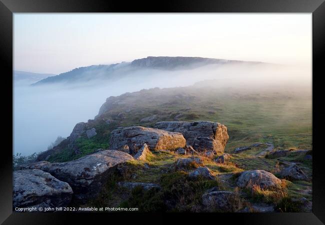 Rising morning mist in Derbyshire Framed Print by john hill