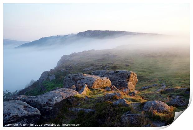 Rising morning mist in Derbyshire Print by john hill
