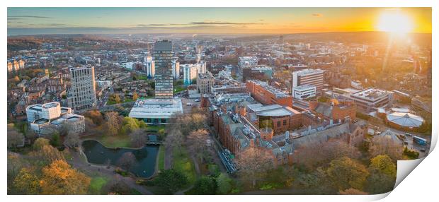 Sheffield Skyline Sunrise Print by Apollo Aerial Photography