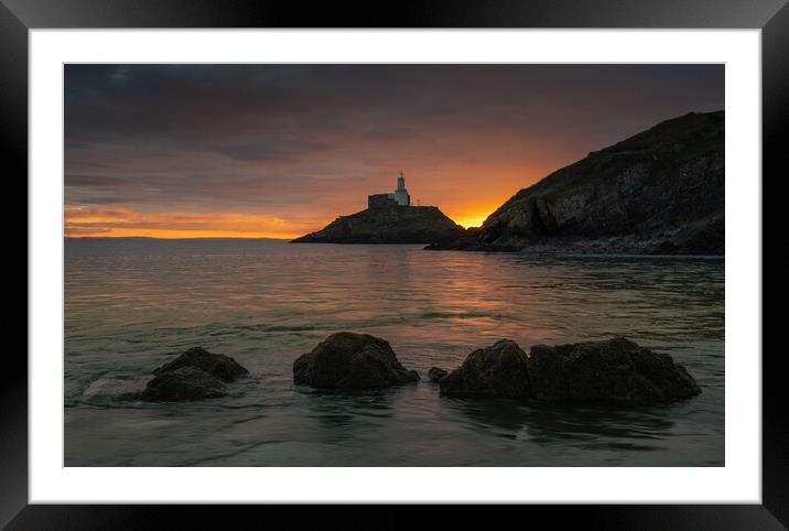 Mumbles lighthouse at day break Framed Mounted Print by Bryn Morgan