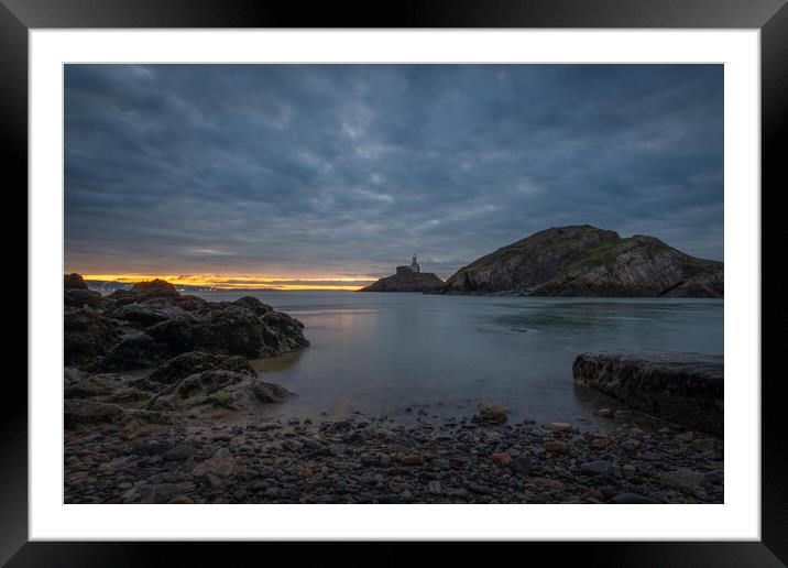 Mumbles lighthouse at day break Framed Mounted Print by Bryn Morgan