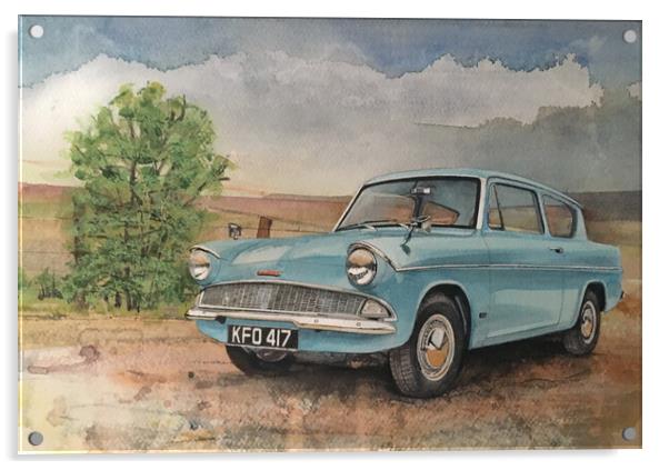 Ford Anglia  Acrylic by John Lowerson