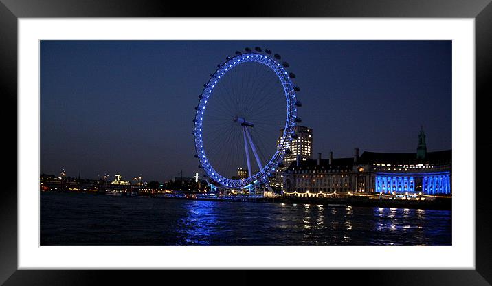 London Eye at Night Framed Mounted Print by Sara Messenger