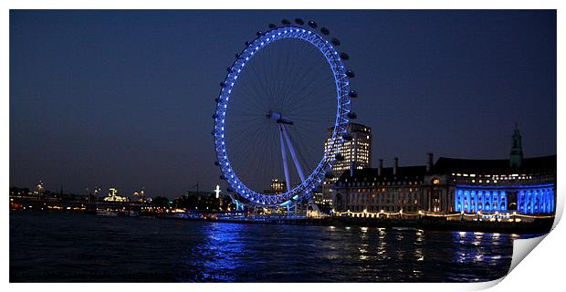 London Eye at Night Print by Sara Messenger