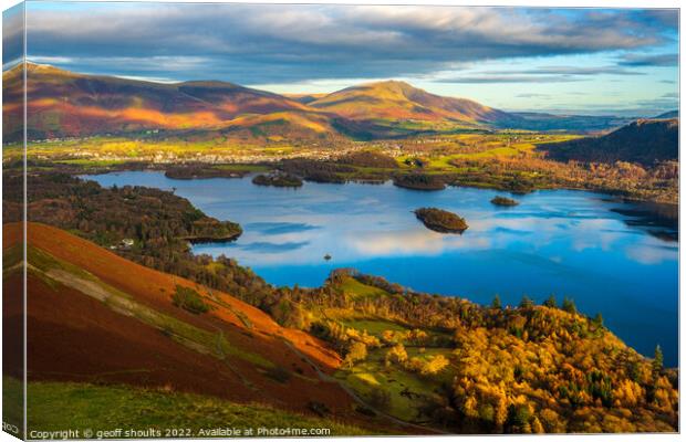 Derwent Water and Blencathra in the Lake District Canvas Print by geoff shoults