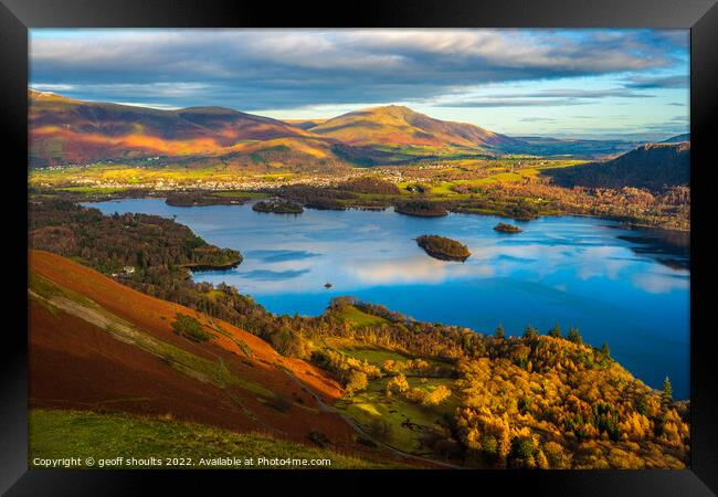 Derwent Water and Blencathra in the Lake District Framed Print by geoff shoults