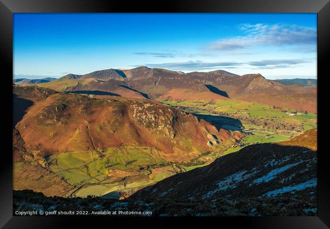The Newlands Valley and North West Fells Framed Print by geoff shoults
