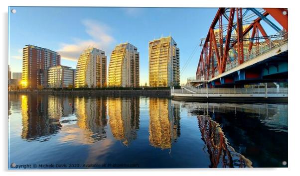 Salford Quays Reflections Acrylic by Michele Davis