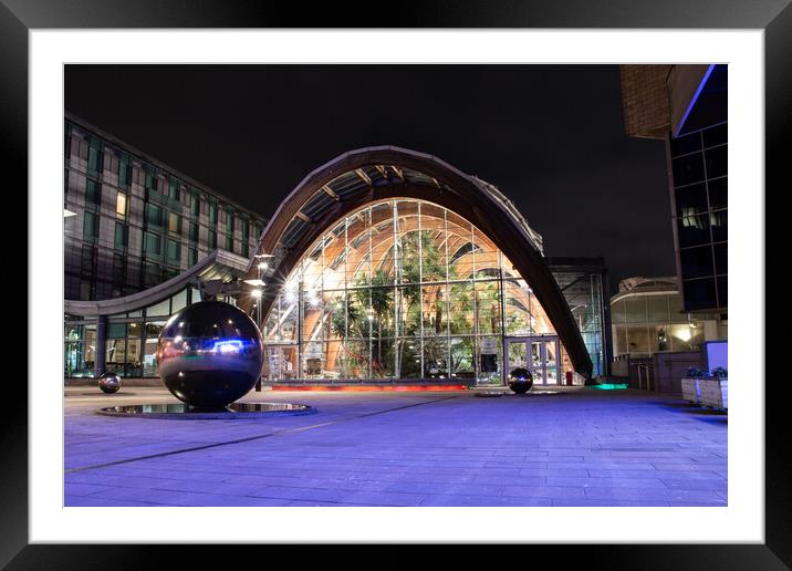 Sheffield Winter Gardens at Night Framed Mounted Print by Apollo Aerial Photography