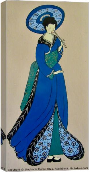 Geisha with Parasol Canvas Print by Stephanie Moore