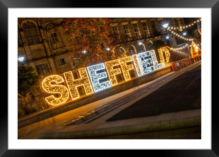 Sheffield In Lights Framed Mounted Print by Apollo Aerial Photography