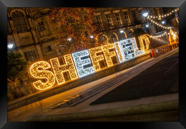 Sheffield In Lights Framed Print by Apollo Aerial Photography