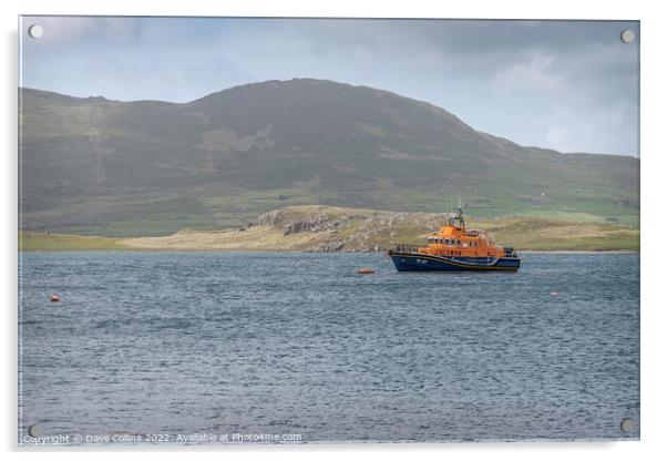 Knightstown RNLI Lifeboat moored in the bay, County Kerry, Ireland Acrylic by Dave Collins